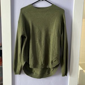 Green waffle knit sweater